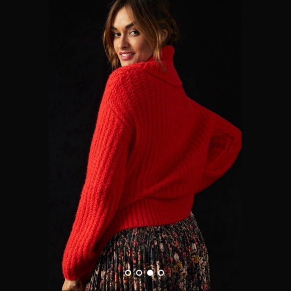 NWT Maeve By Anthropologie Cherry Red Cowl Neckline Pullover Knit Sweater π - Picture 16 of 16